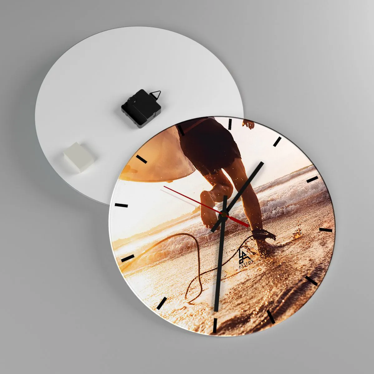 Ceas de perete - Ceas pe sticlă - Pentru a întâmpina valul - 40x40 cm