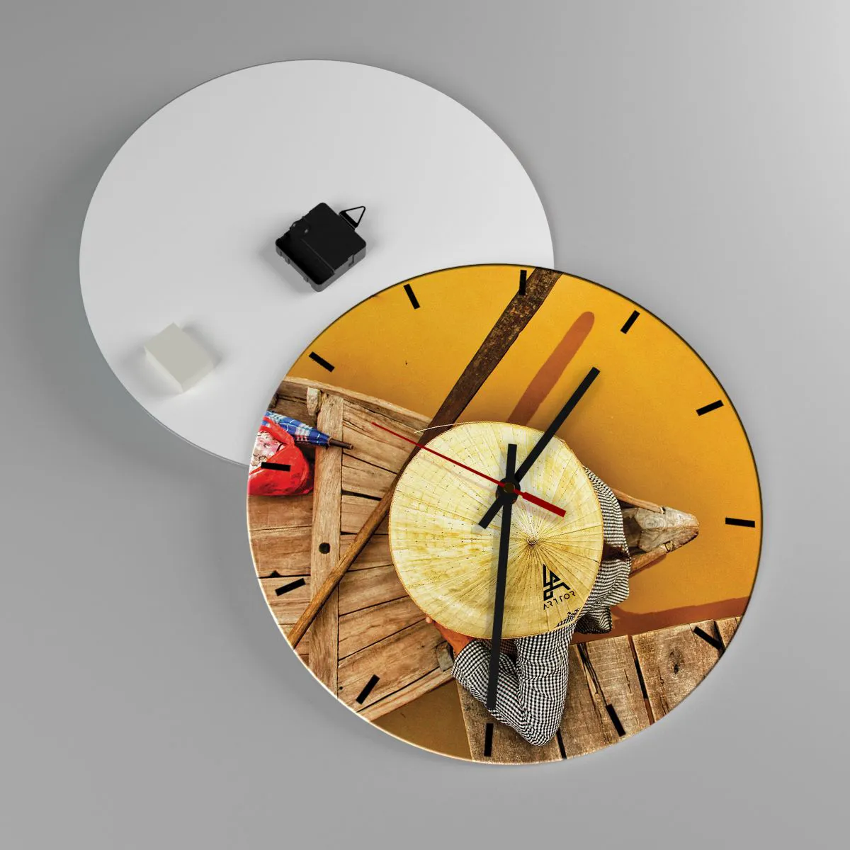 Horloge murale - Pendule murale - La vie sur le fleuve Jaune - 40x40 cm