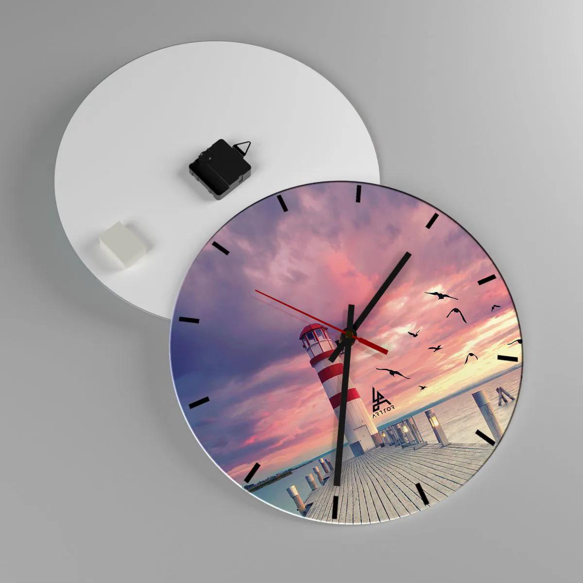 Wanduhr - Glasuhr - Es ist Zeit zum Hafen zu gehen - 40x40 cm