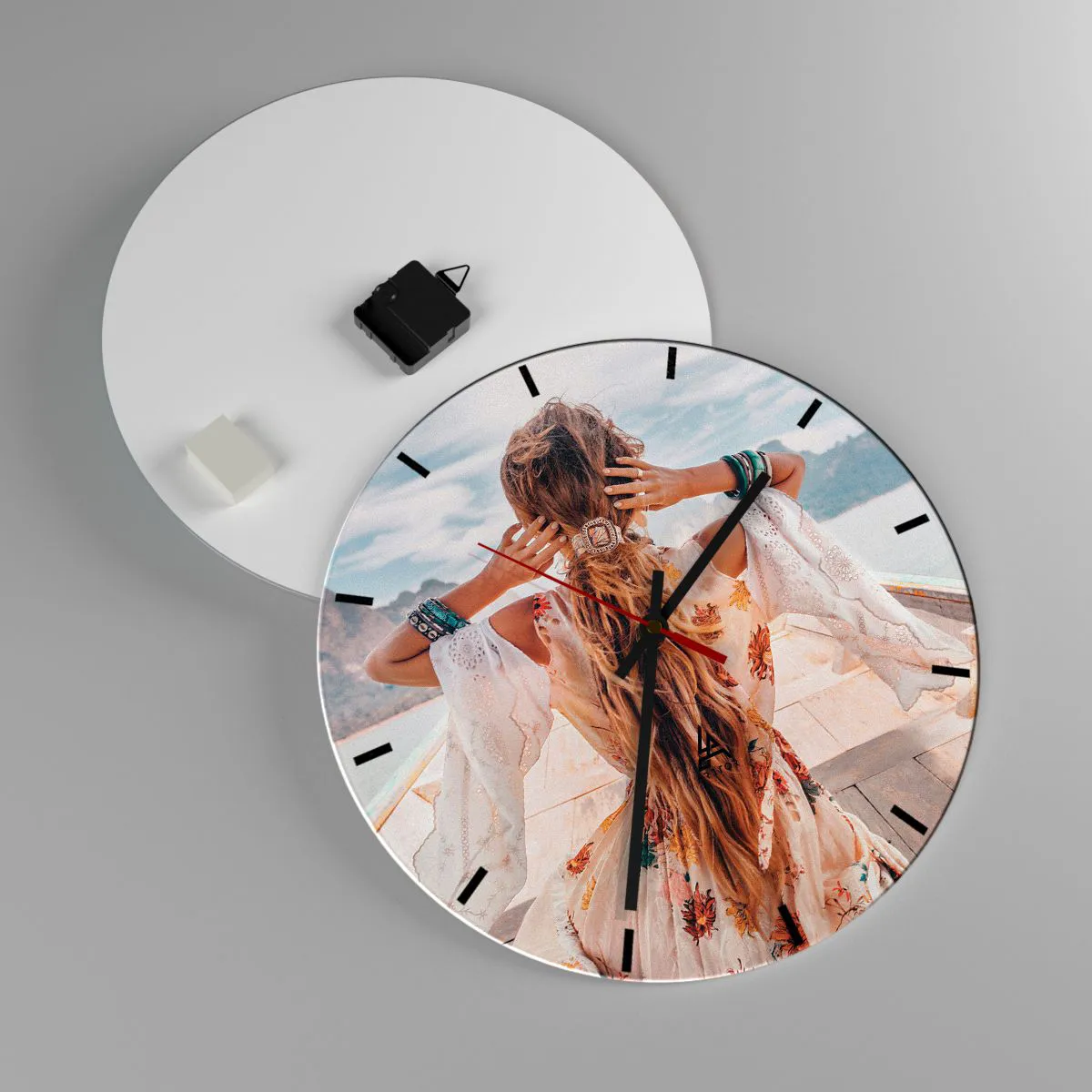 Wanduhr - Glasuhr - Auf dem Weg zum Glück - 40x40 cm