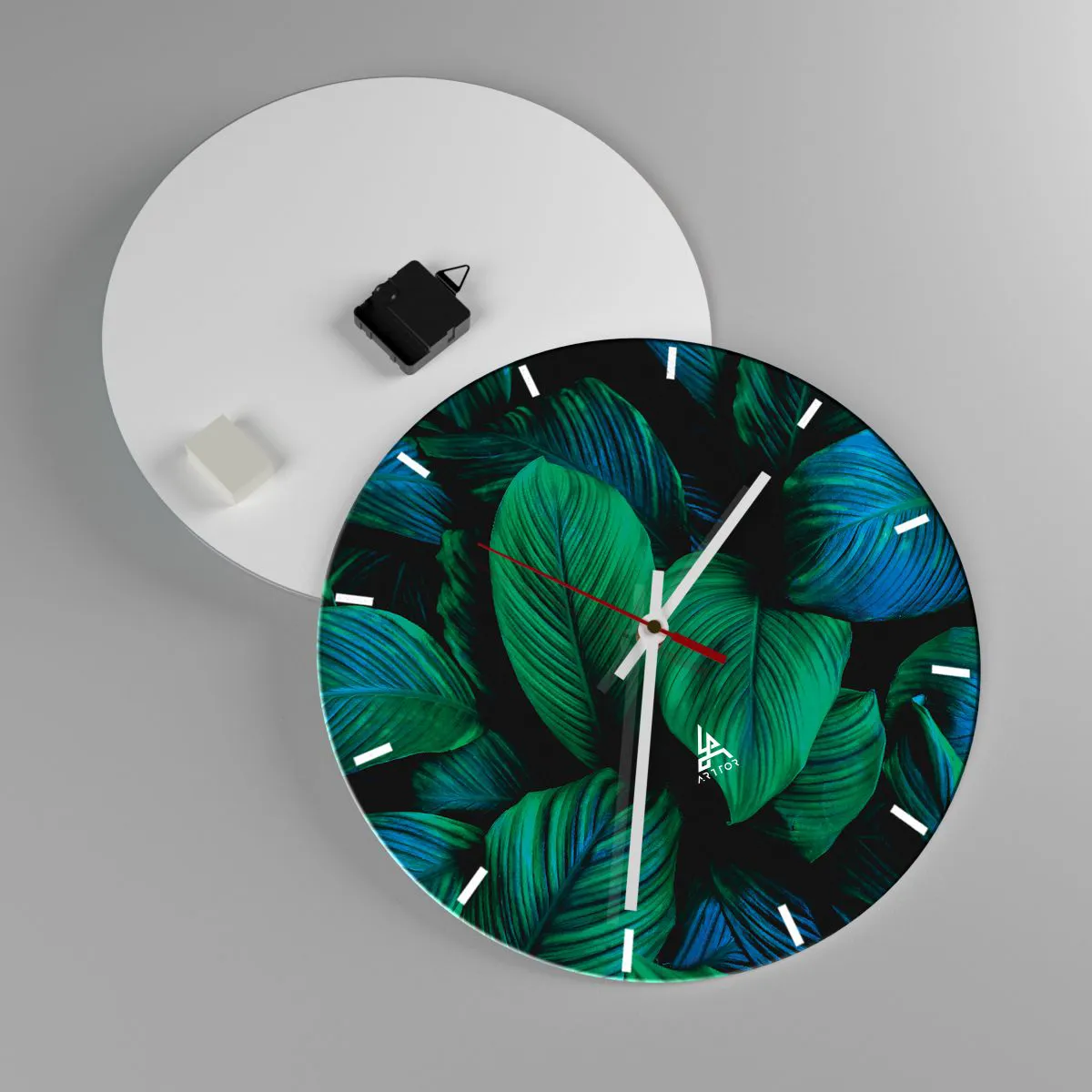 Reloj de pared - Reloj de vidrio - En la multitud verde - 40x40 cm