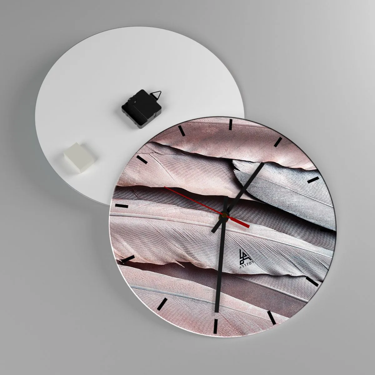 Ceas de perete - Ceas pe sticlă - Argintul roz - 40x40 cm