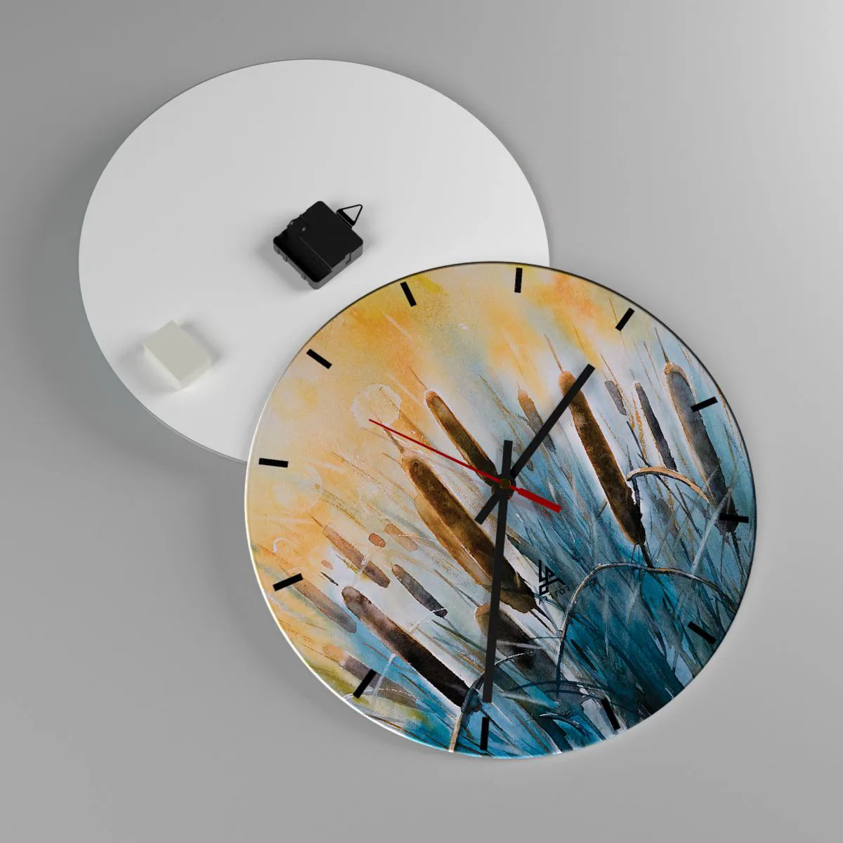 Nástěnné hodiny - Chlad vody, žár slunce - 40x40 cm