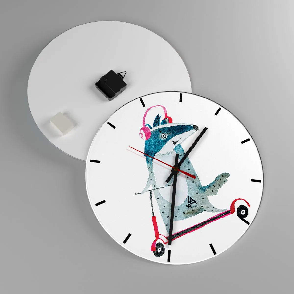 Wall clock - Clock on glass - Joys of a Badger - 40x40 cm