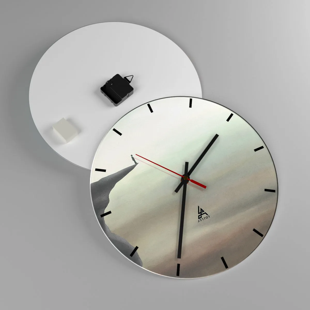 Ceas de perete - Ceas pe sticlă - În sus, bineînțeles! - 40x40 cm