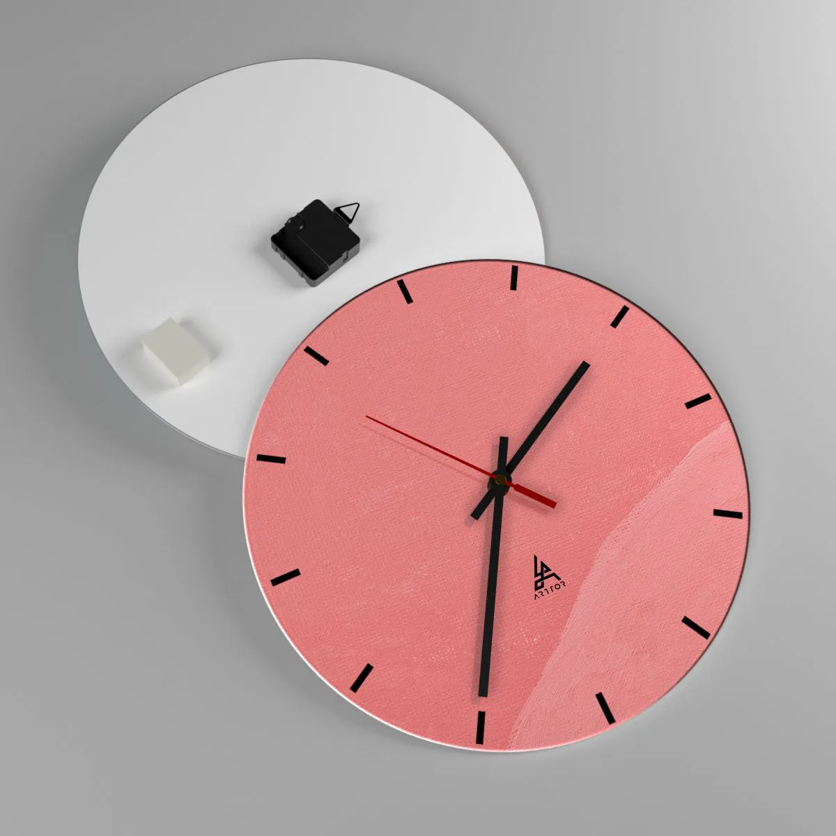 Relógio de parede - Relógio em vidro - Composição orgânica em rosa - 40x40 cm