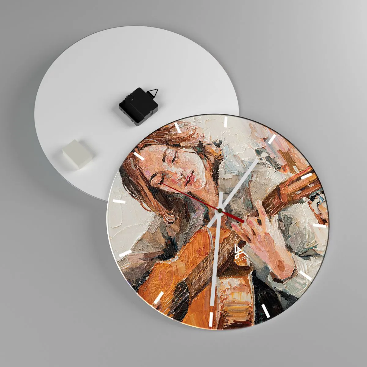 Ceas de perete - Ceas pe sticlă - Concert pentru chitară și inima unei fete - 40x40 cm