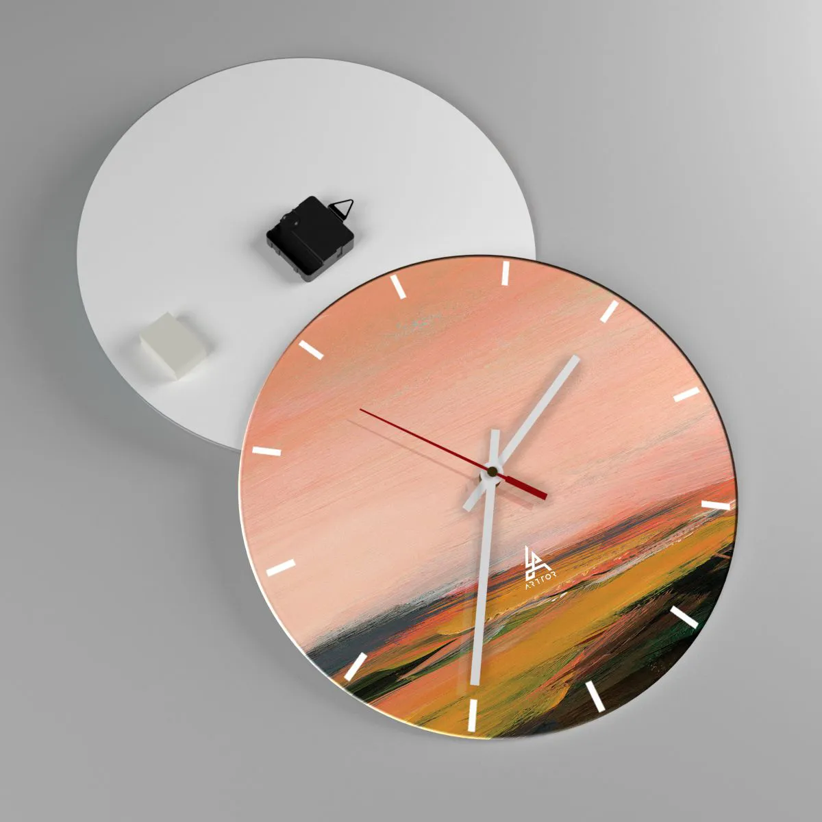 Vægur, Uret - I lyserøde toner - 40x40 cm