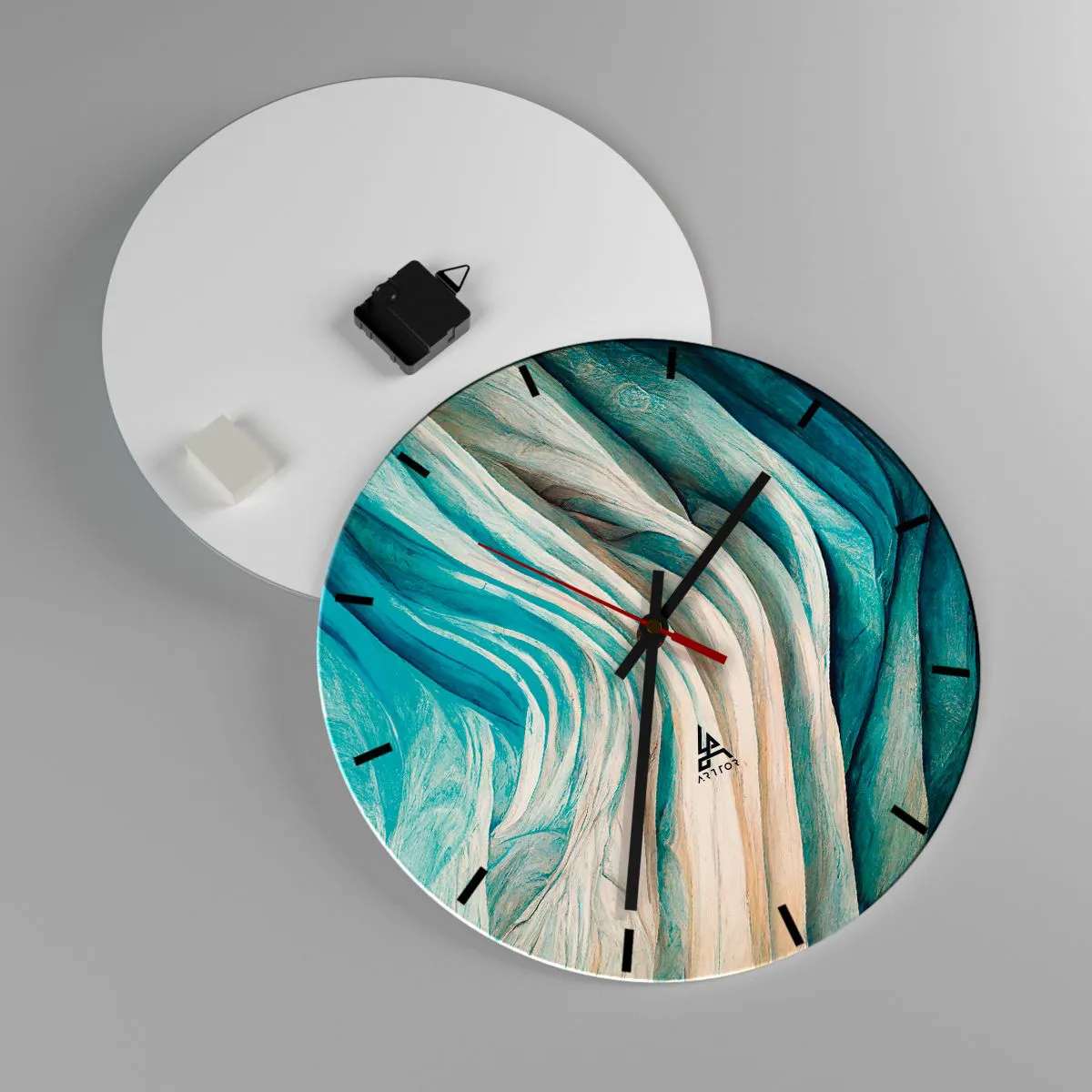 Ceas de perete - Ceas pe sticlă - Insațiabilitate albastră - 40x40 cm