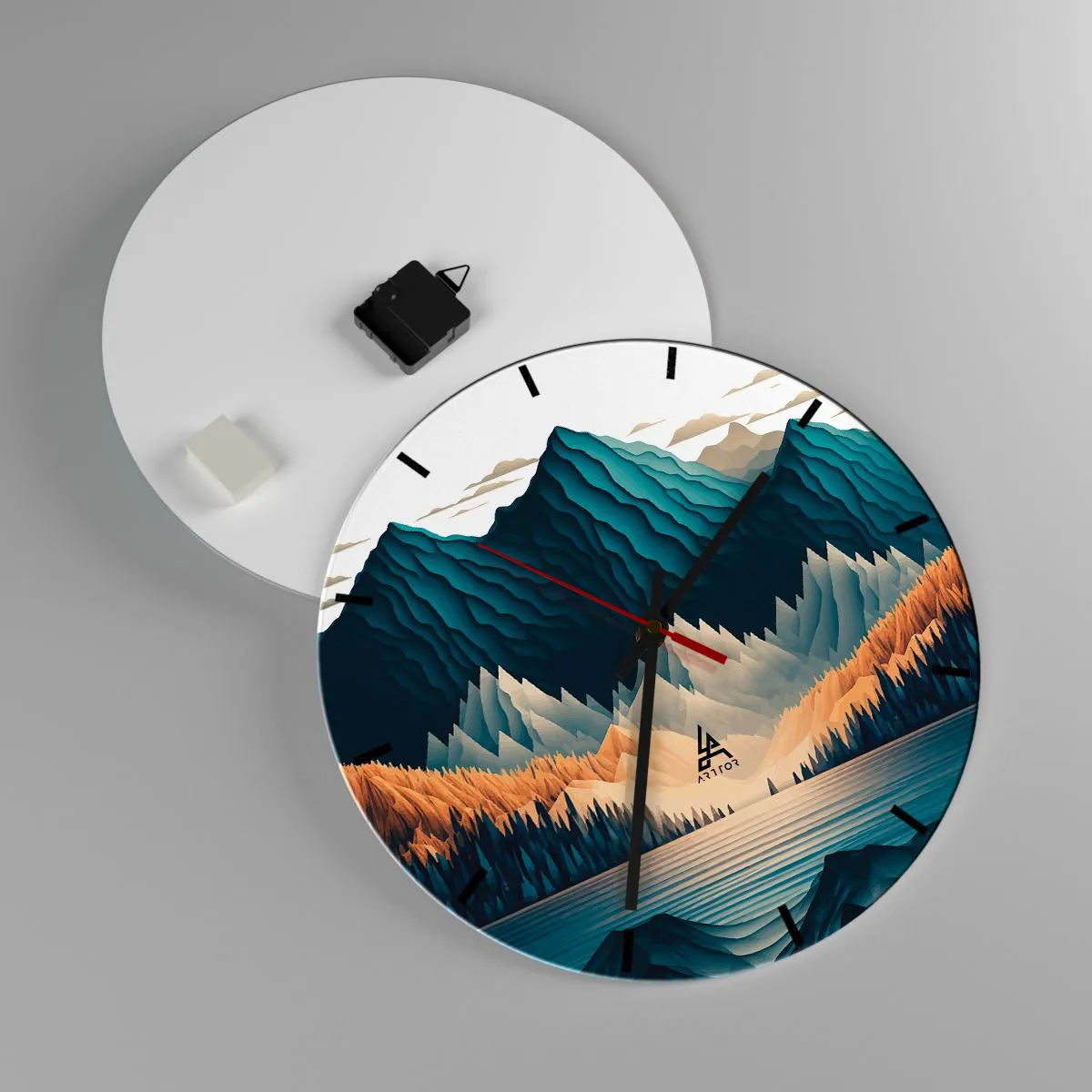 Wanduhr - Glasuhr - Perfekte Berglandschaft - 40x40 cm