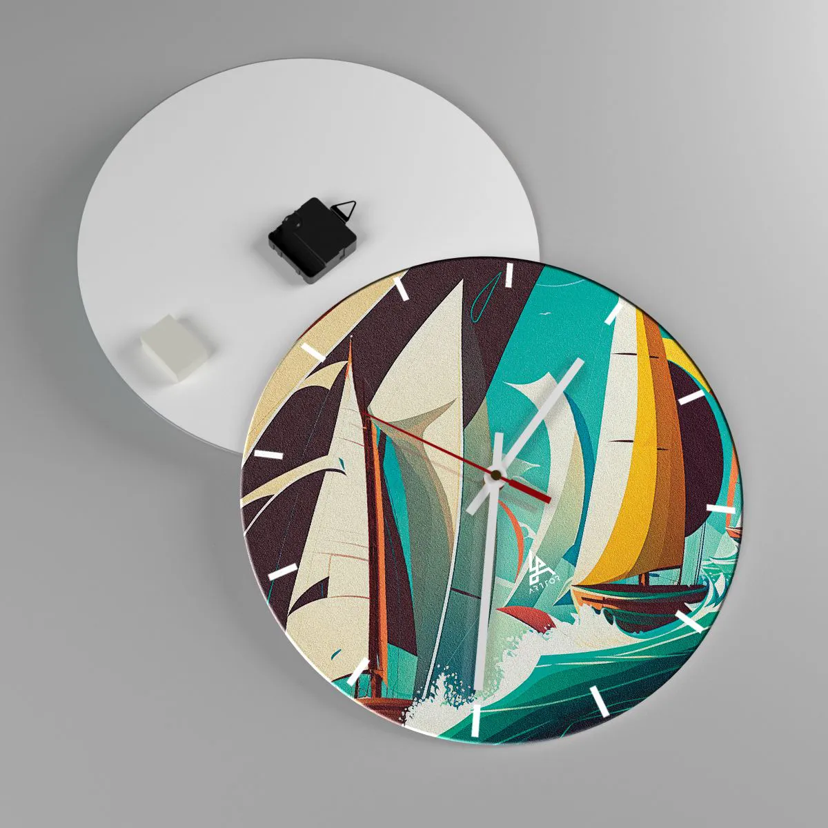 Orologio da parete - Orologio in Vetro - Compagne degli elementi - 40x40 cm