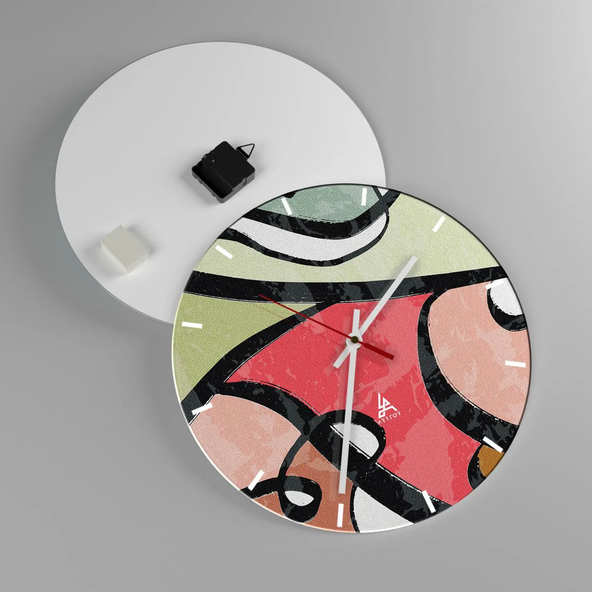 Orologio da parete - Orologio in Vetro - Piroette tra i colori - 40x40 cm