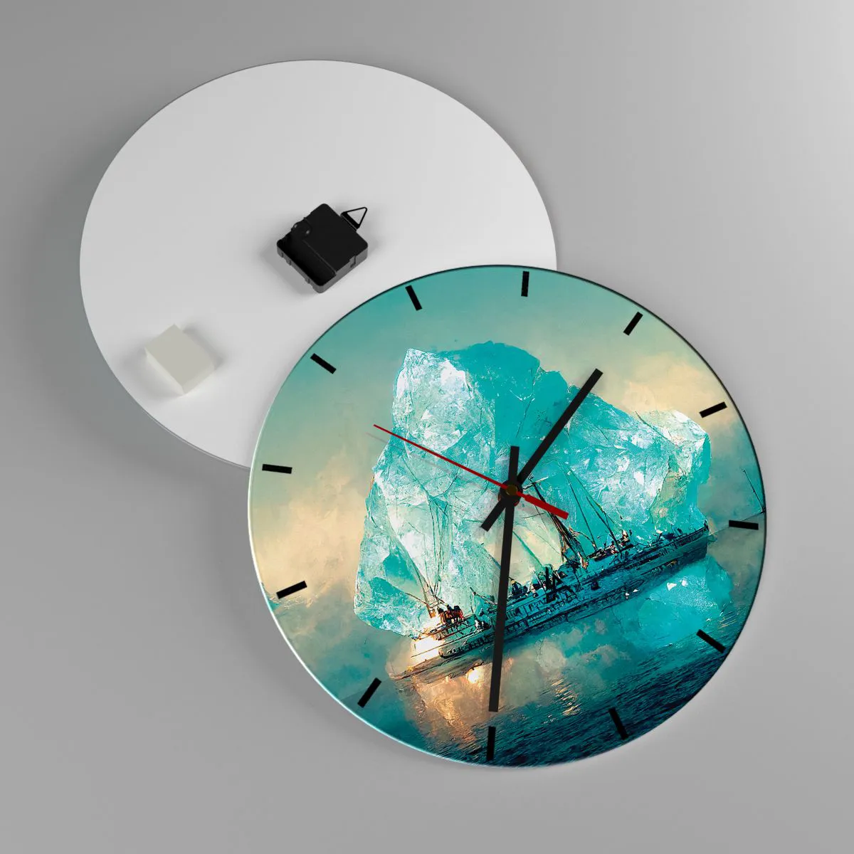 Wanduhr - Glasuhr - Arktischer Diamant - 40x40 cm