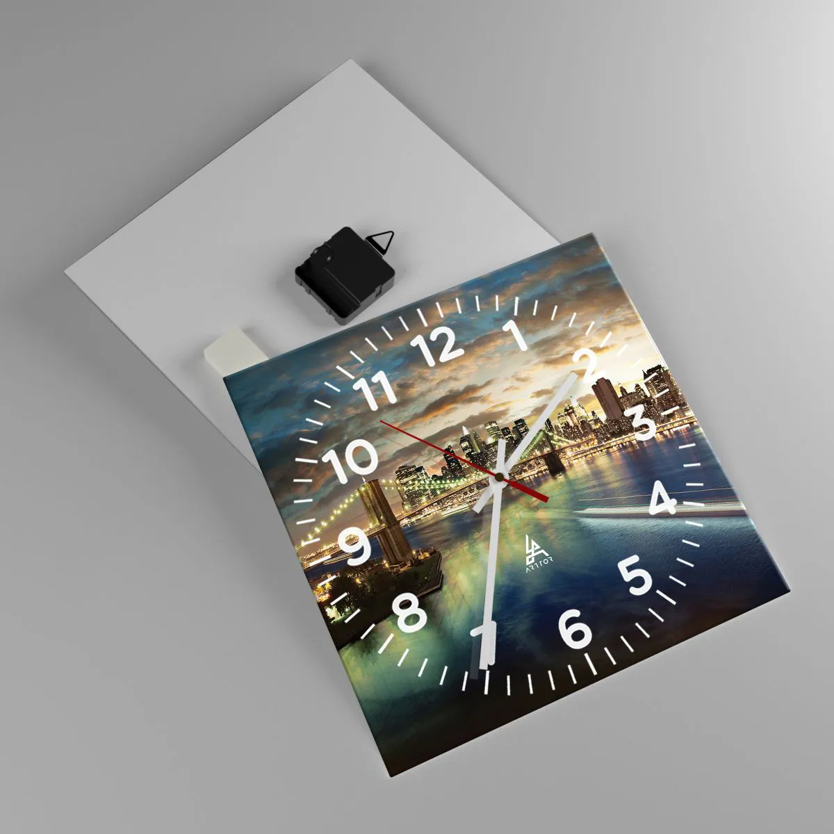 Wall clock - Clock on glass - Starry Night over Manhattan - 30x30 cm