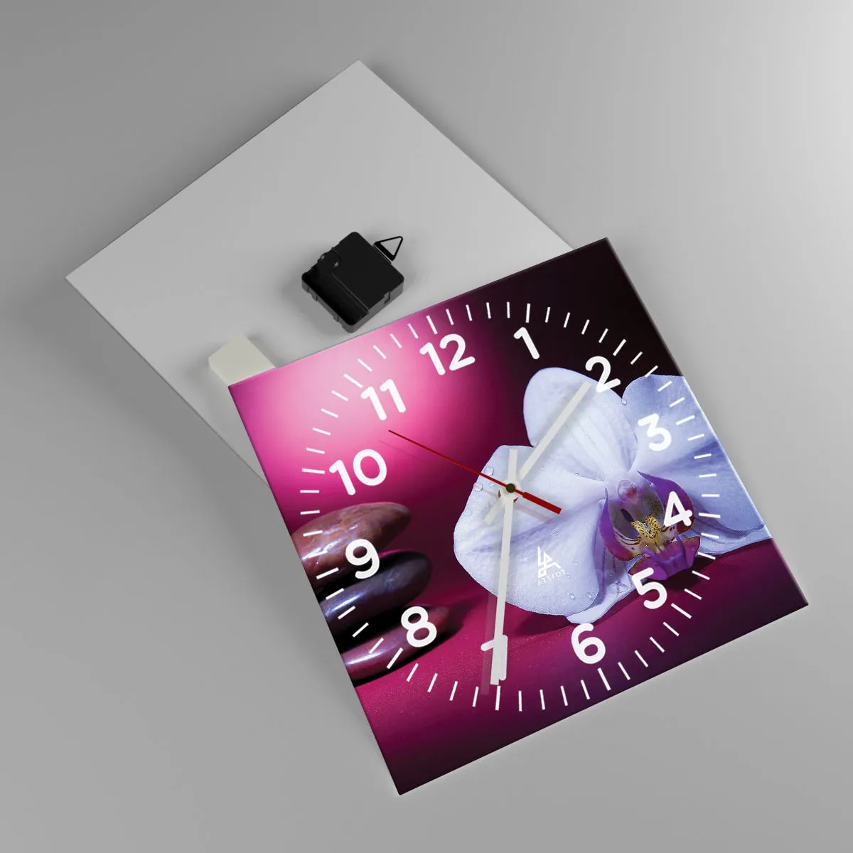 Orologio da parete - Orologio in Vetro - Studio di freschezza in viola - 30x30 cm