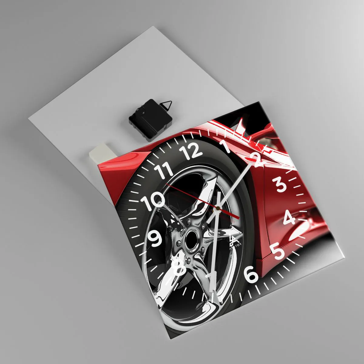 Ceas de perete - Ceas pe sticlă - Construit pentru viteză - 30x30 cm