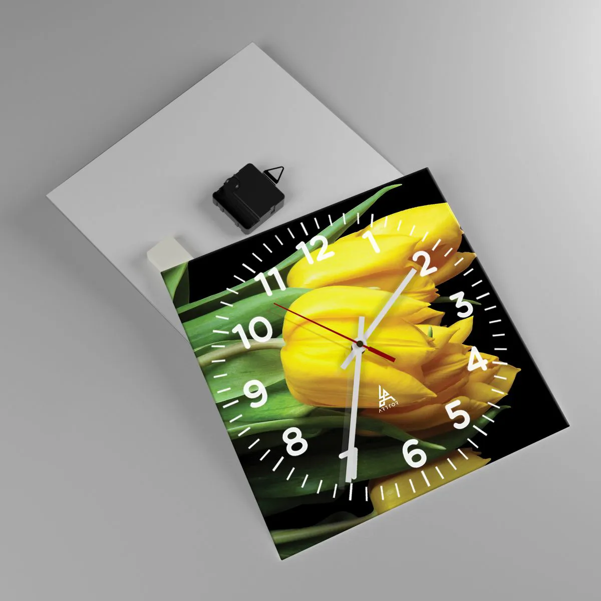 Wall clock - Clock on glass - Born from the Sun - 30x30 cm