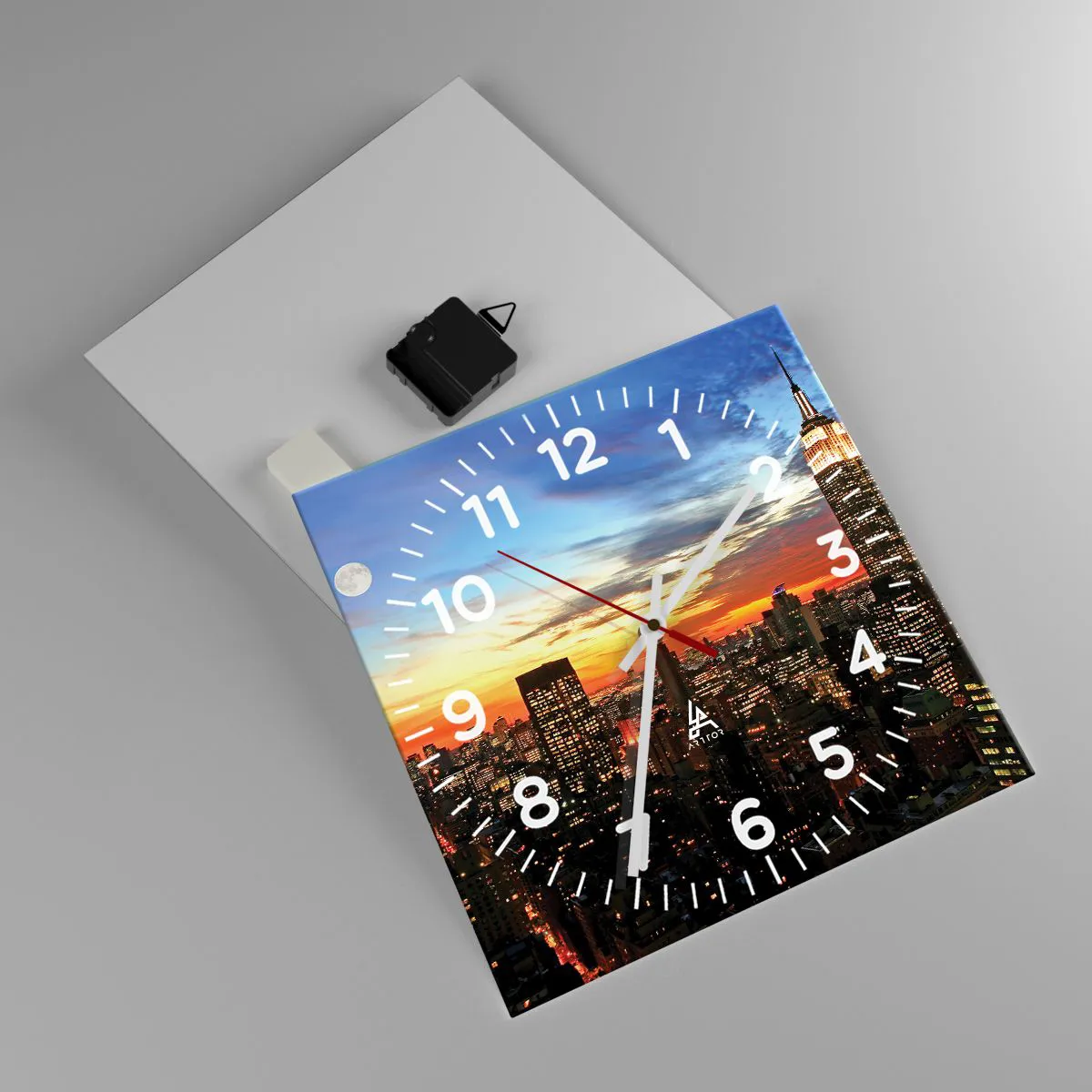 Relógio de parede - Relógio em vidro - Noite Brilhante Americana - 30x30 cm