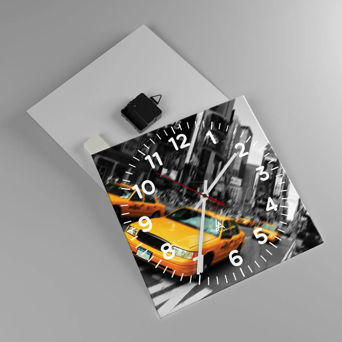 Ceas de perete - Ceas pe sticlă - Picături de soare la New York - 30x30 cm