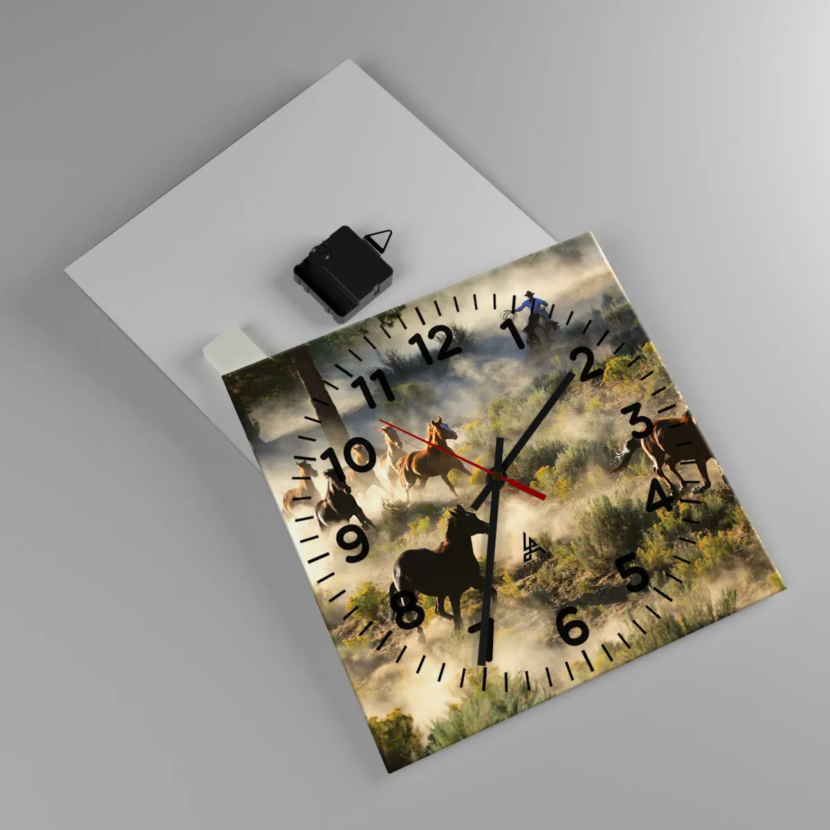 Wanduhr - Glasuhr - Rivalität – Freiheit oder männliche Stärke? - 30x30 cm