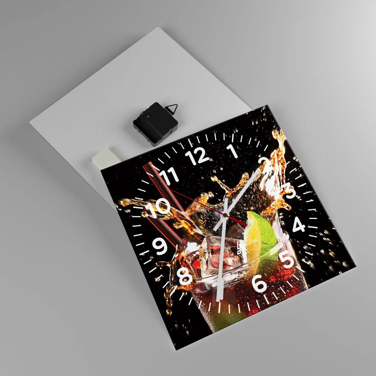 Reloj de pared - Reloj de vidrio - Alegría y energía colorida - 30x30 cm