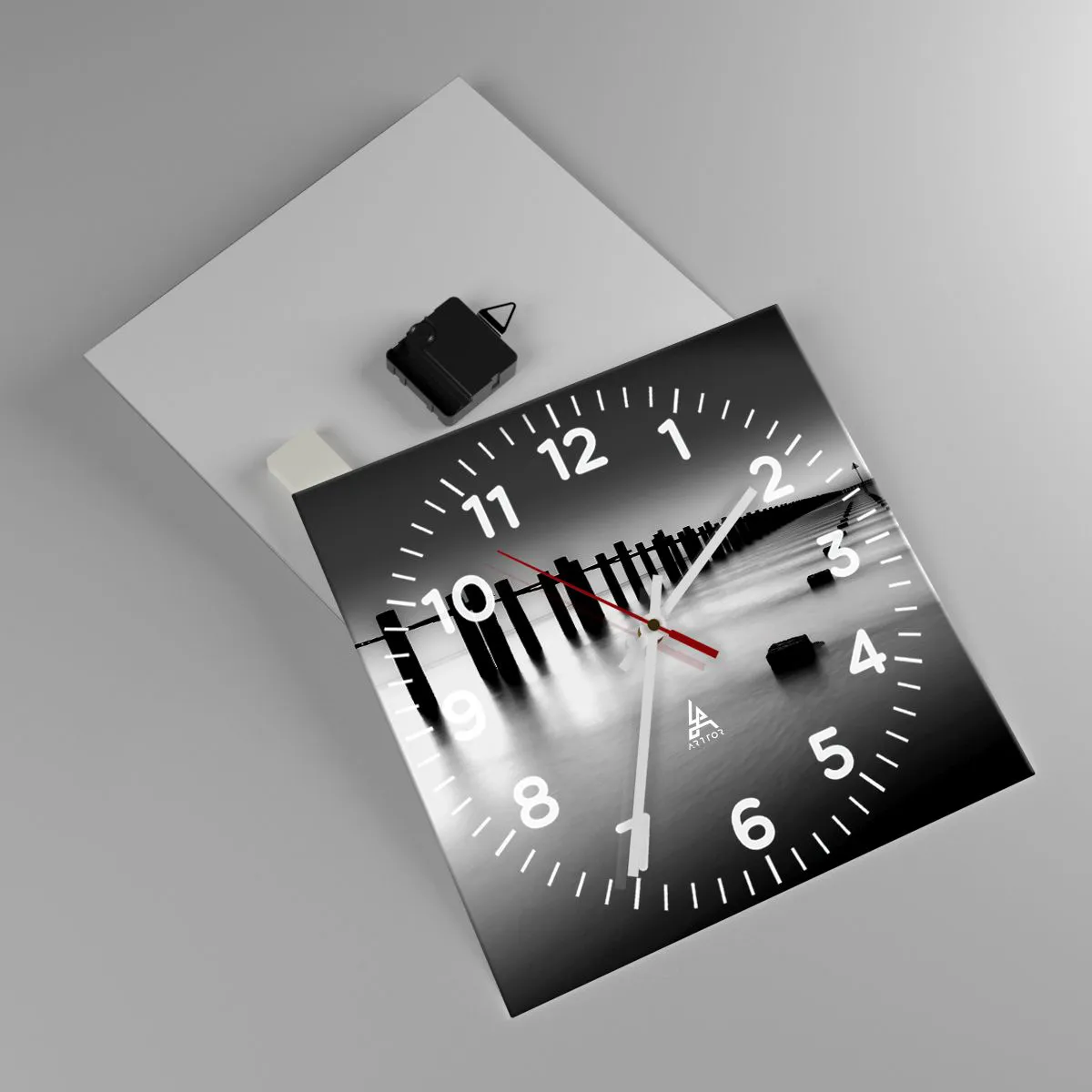 Wall clock - Clock on glass - Grey Distance in a Fog - 30x30 cm