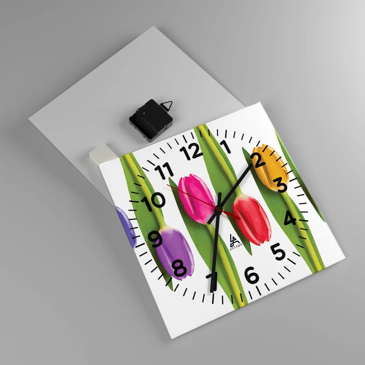 Ceas de perete - Ceas pe sticlă - Compoziție curcubeu - 30x30 cm