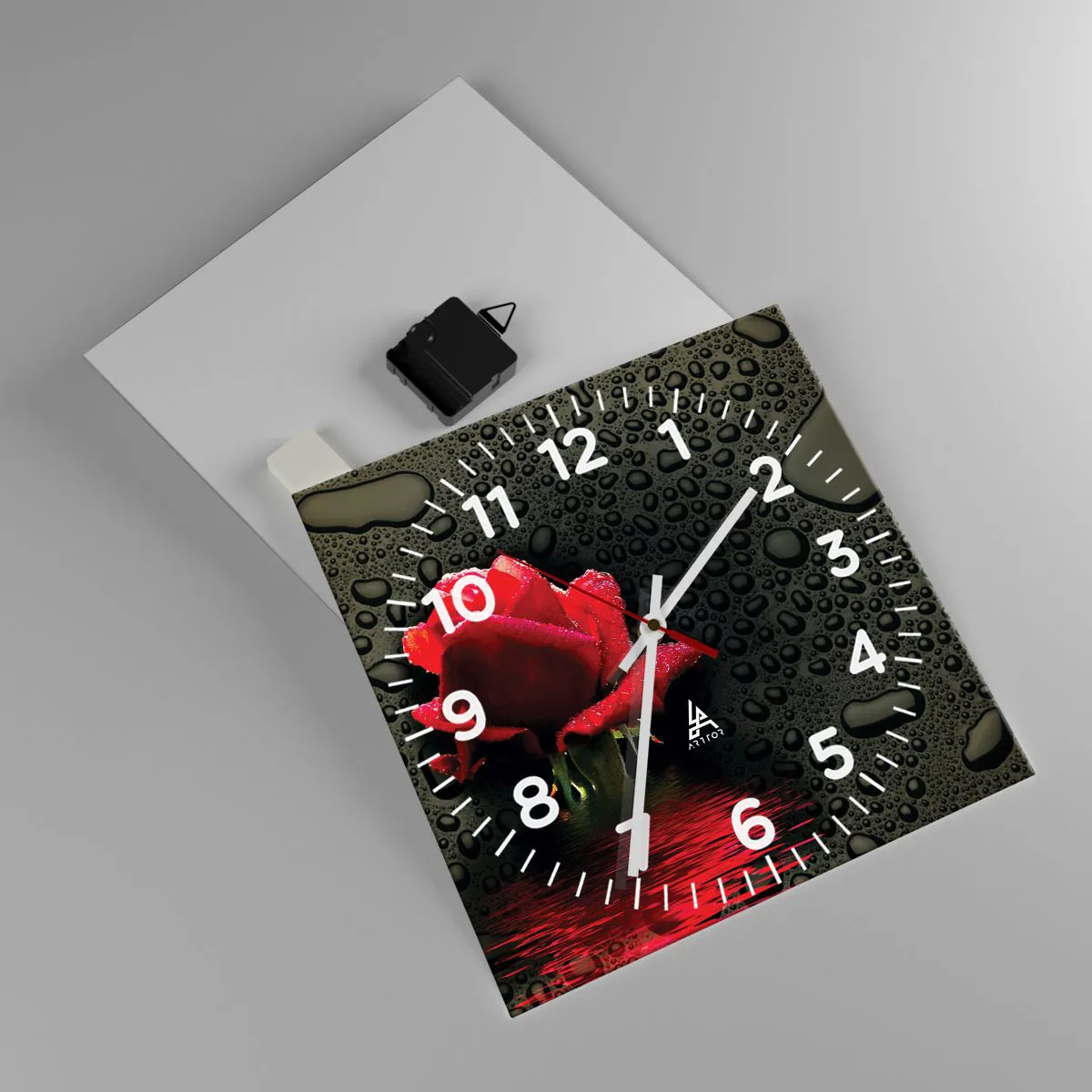 Vægur, Uret - Rød og sort - 30x30 cm