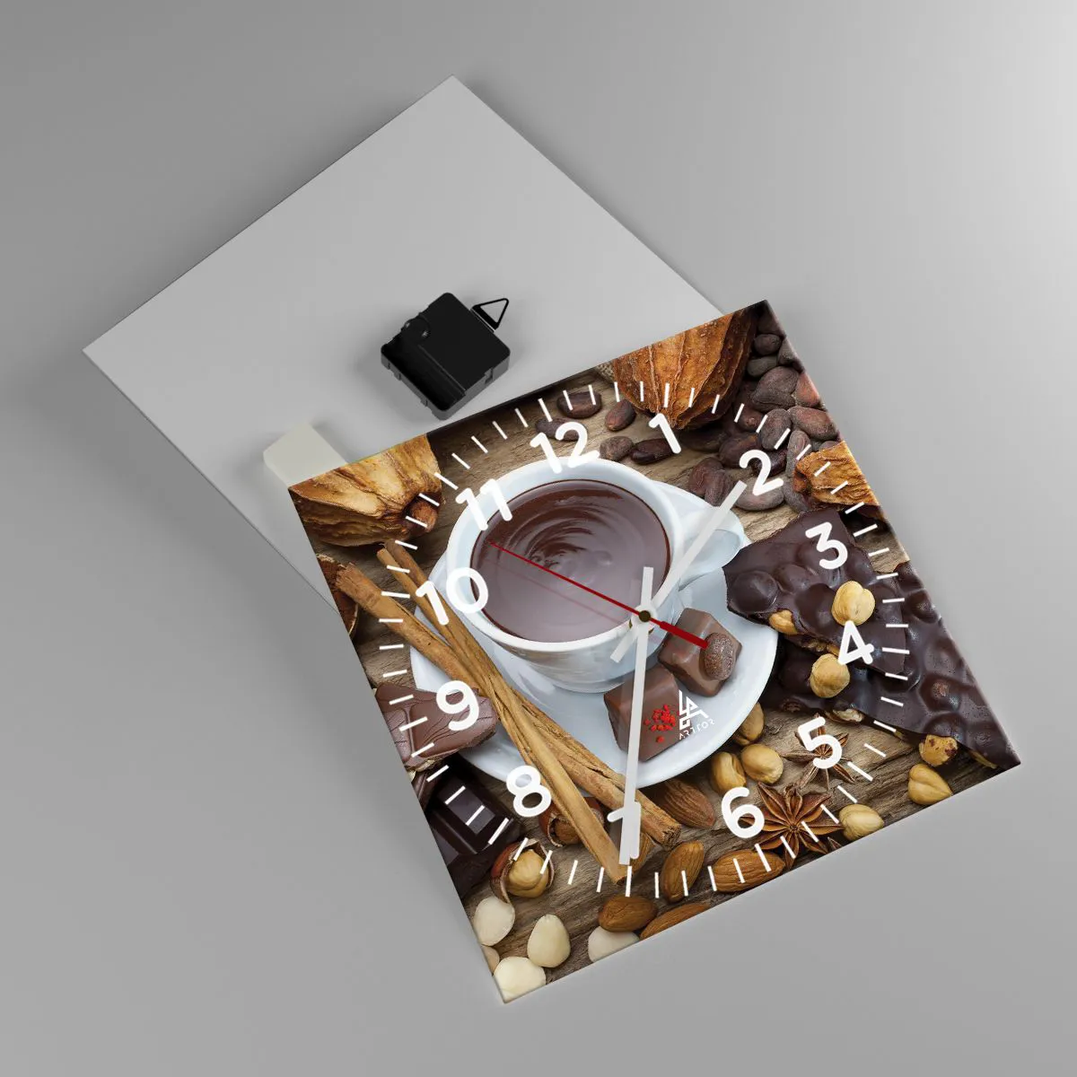 Relógio de parede - Relógio em vidro - Da fábrica de chocolate de conto de fadas - 30x30 cm