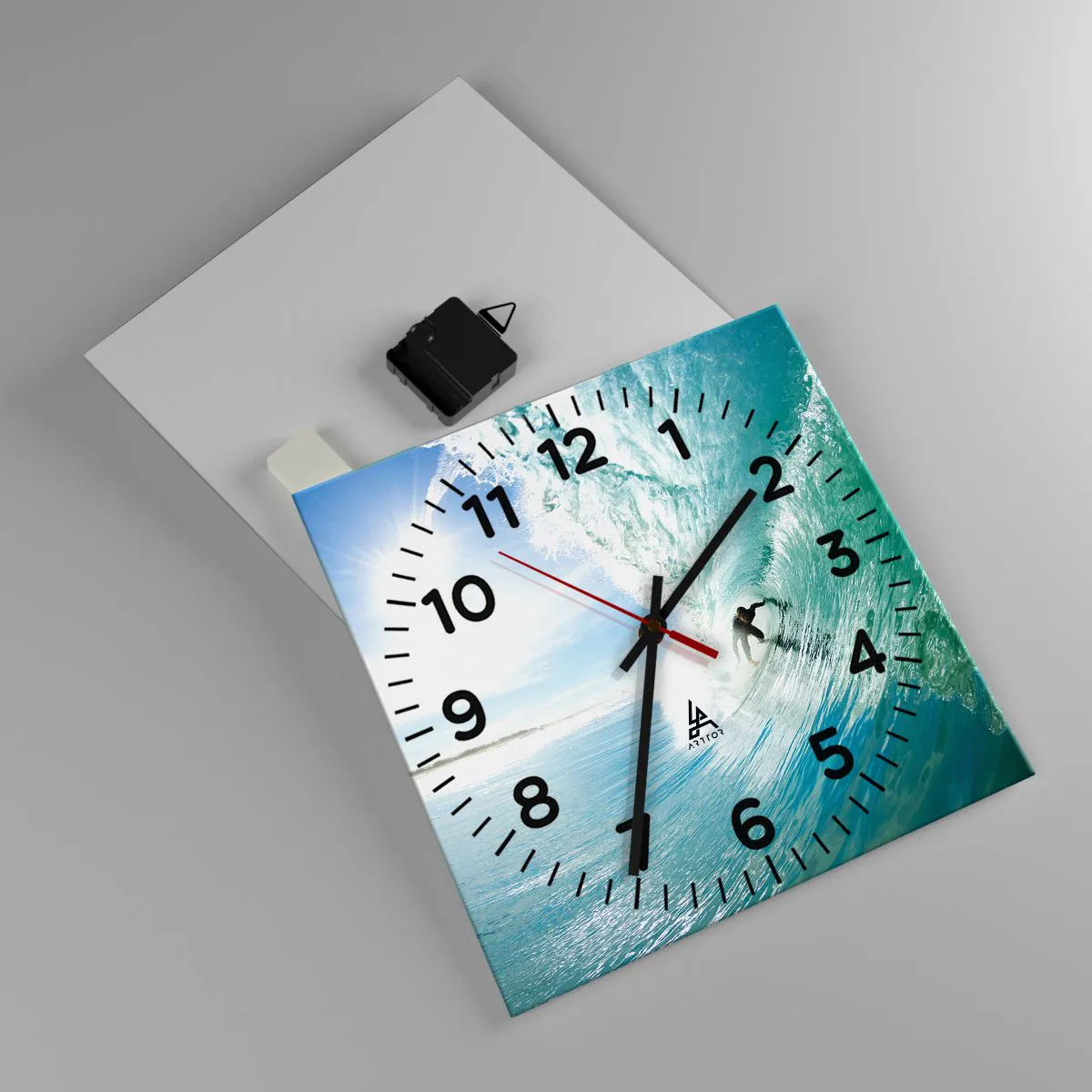 Wall clock - Clock on glass - Riding the Wave - 30x30 cm