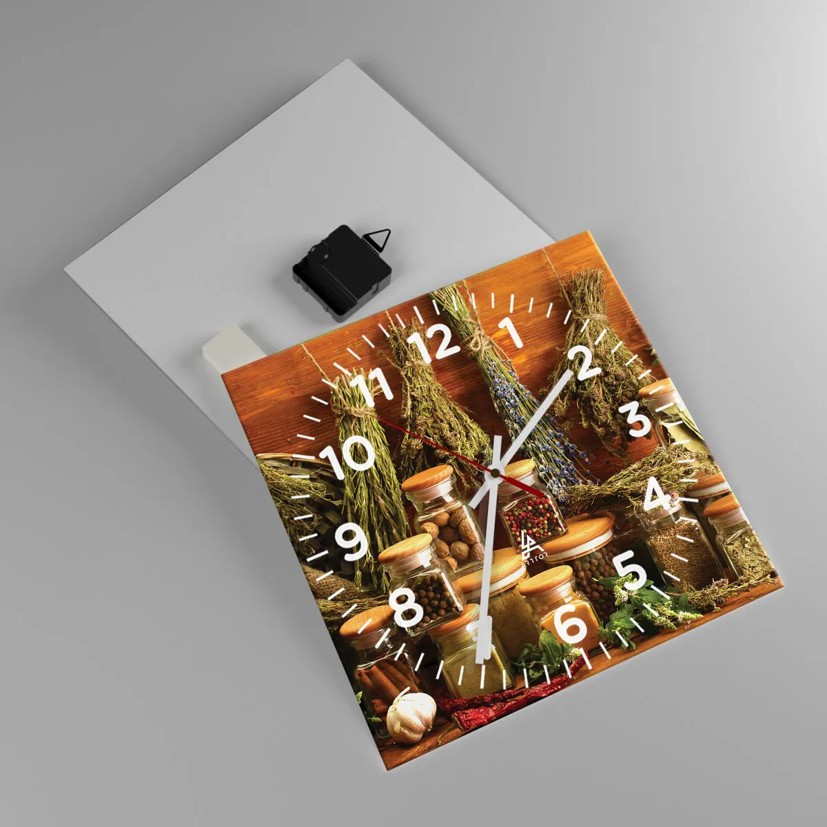 Ceas de perete - Ceas pe sticlă - Vrăjitorie de bucătărie - 30x30 cm