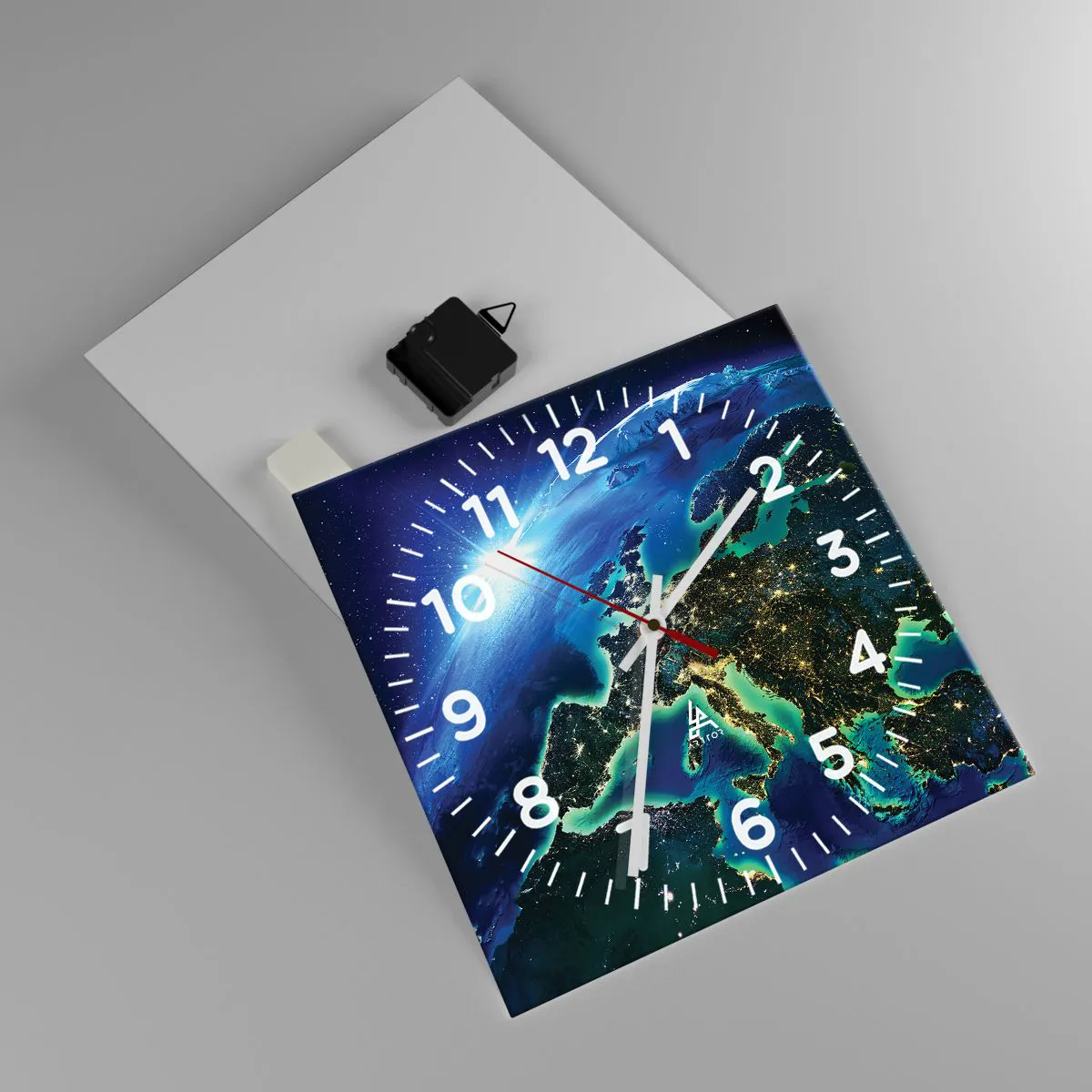 Wanduhr - Glasuhr - Funkelndes Europa - 30x30 cm