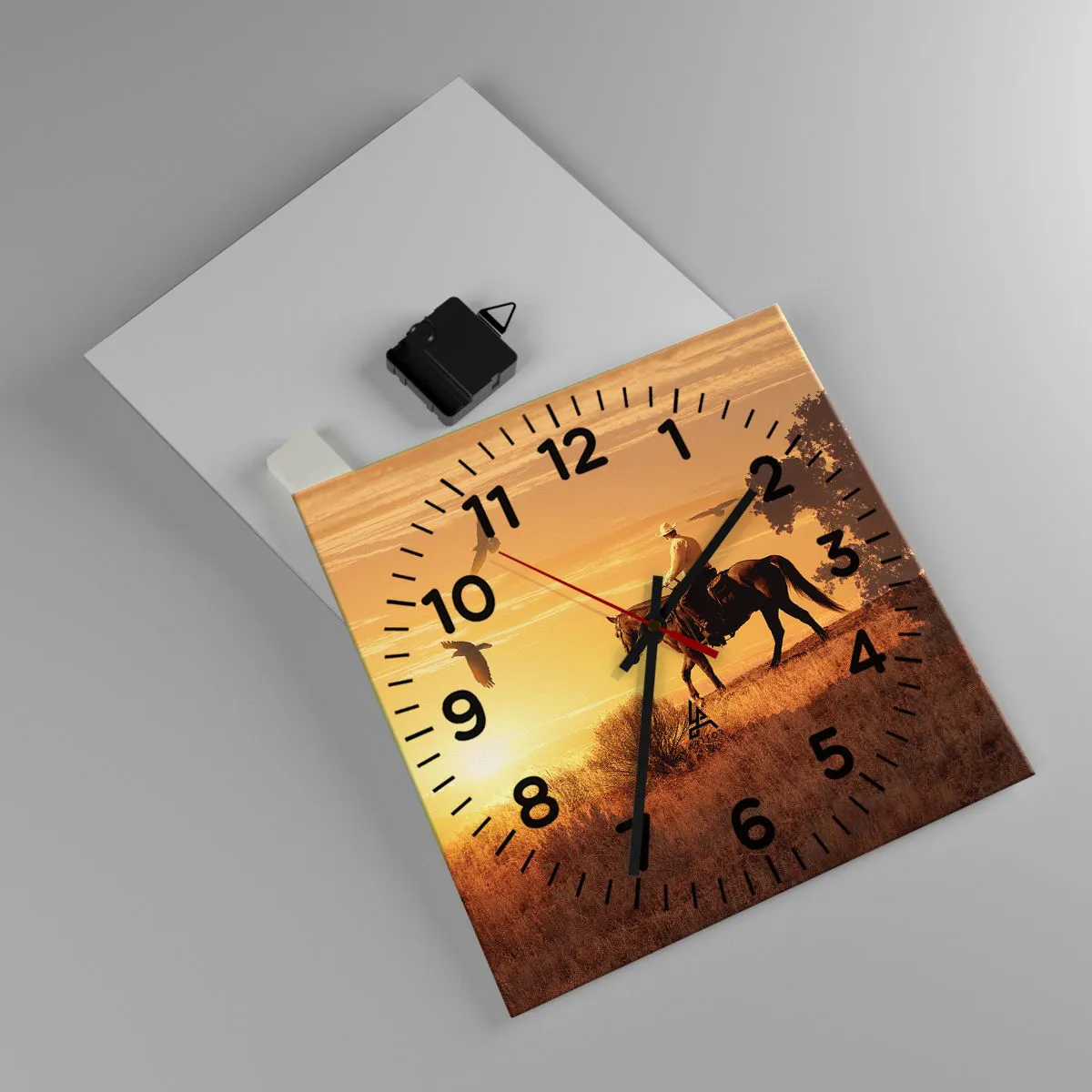 Orologio da parete - Orologio in Vetro - Da solo nella prateria - 30x30 cm