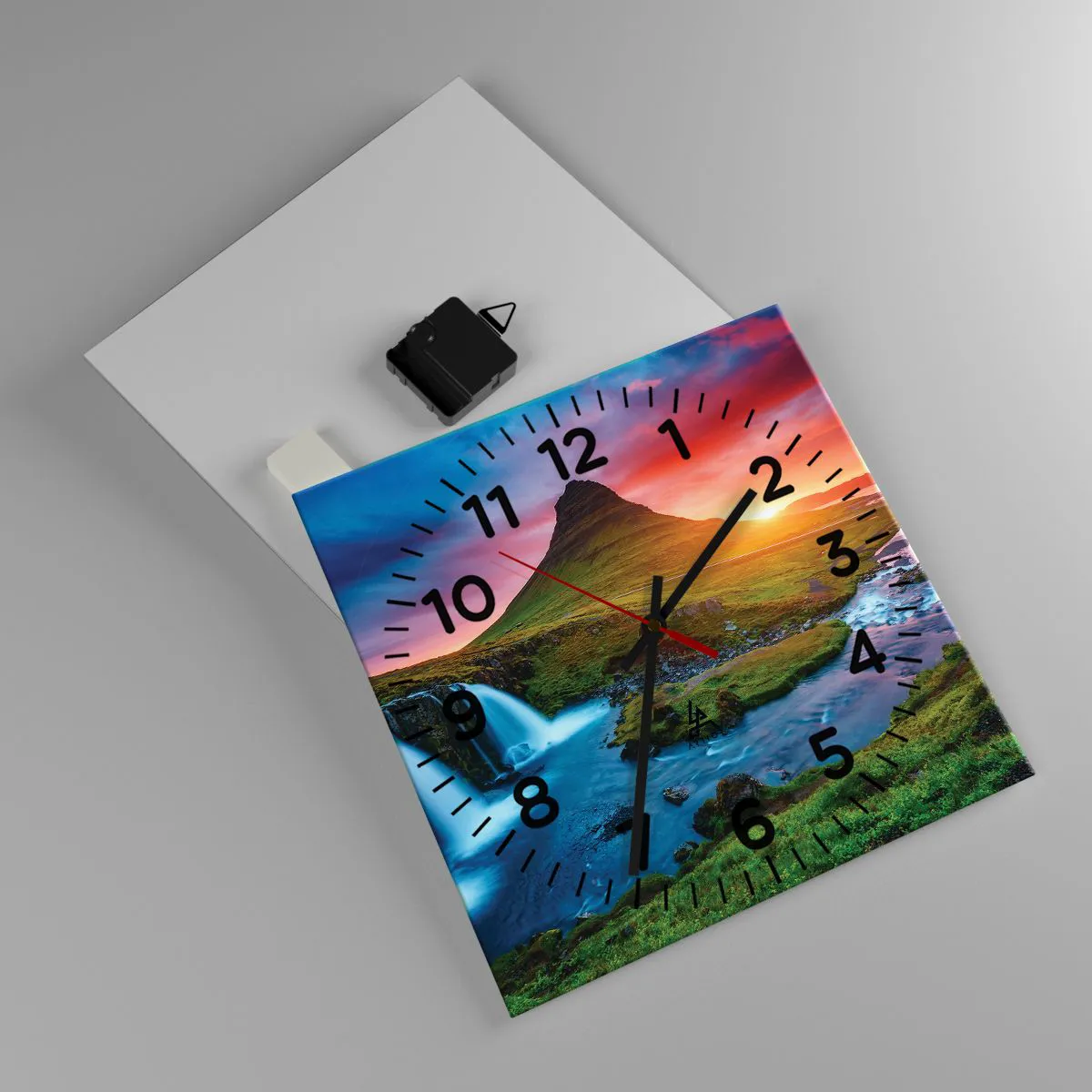 Zegar ścienny - Islandia - ogień i woda - 30x30 cm