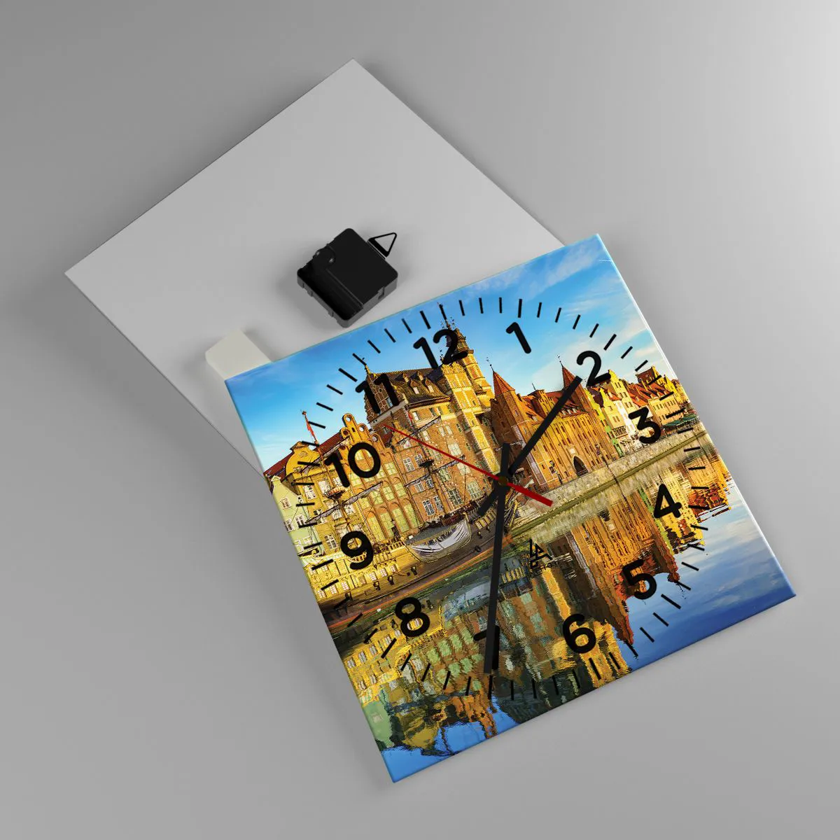 Ceas de perete - Ceas pe sticlă - Trecutul în oglindă - 30x30 cm