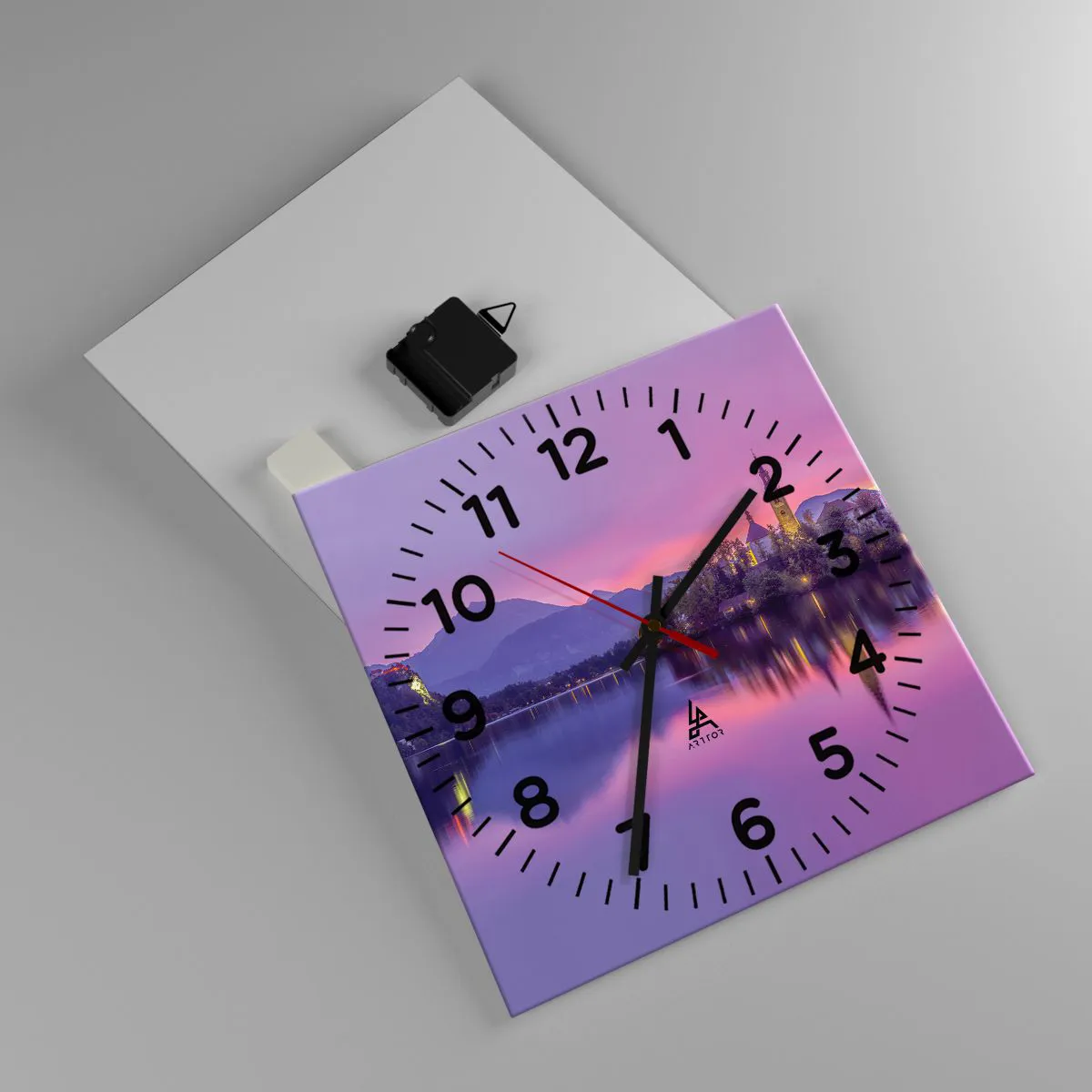 Wanduhr - Glasuhr - Eine märchenhafte Insel in der Abenddämmerung - 30x30 cm