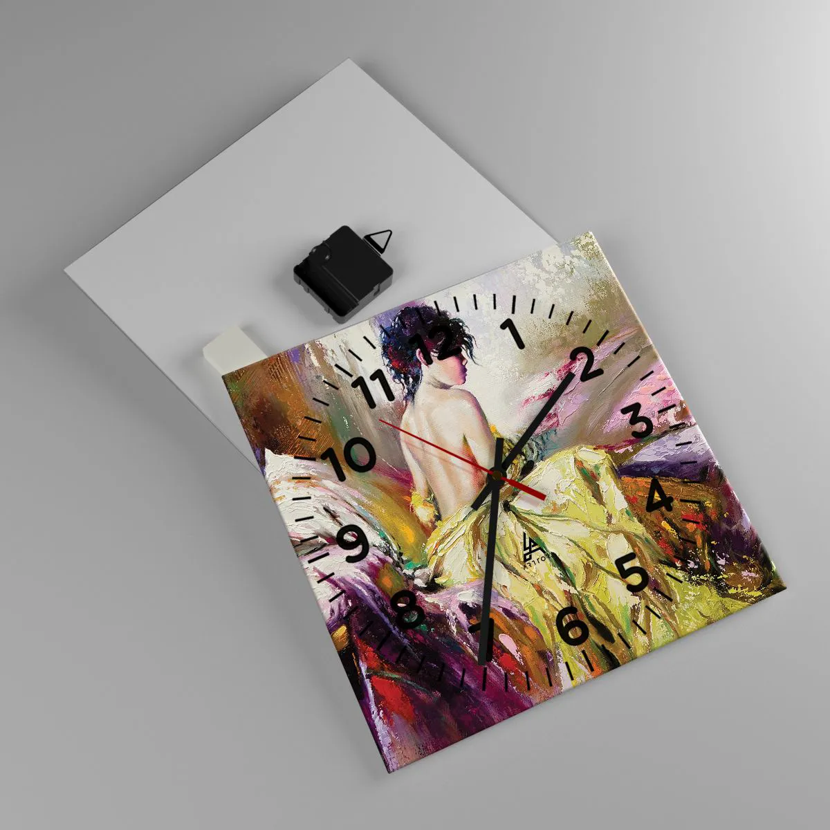 Ceas de perete - Ceas pe sticlă - Mi-aș muia buzele în paharul cu vin de pe masa ta - 30x30 cm