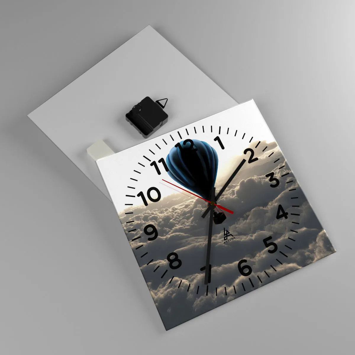 Väggklocka - Klocka på glas - Vandrare över molnen - 30x30 cm