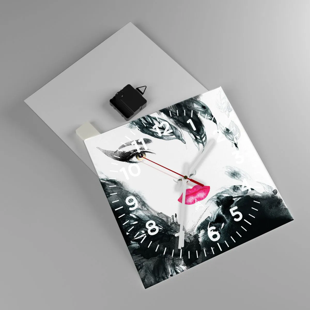 Wall clock - Clock on glass - Watch out for Femme Fatale! - 30x30 cm