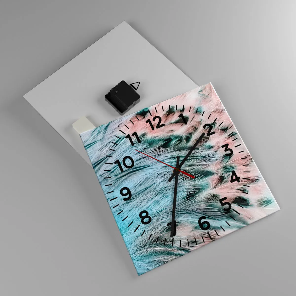 Ceas de perete - Ceas pe sticlă - Puful roz și safir - 30x30 cm