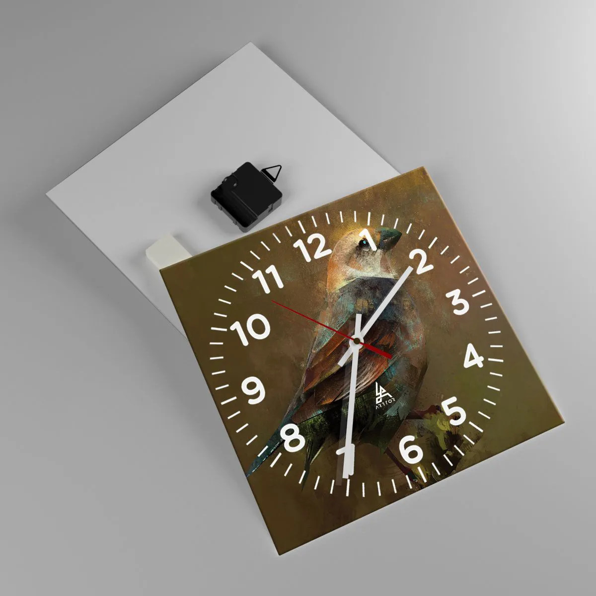 Wall clock - Clock on glass - Sparrow, a Little Birdy - 30x30 cm