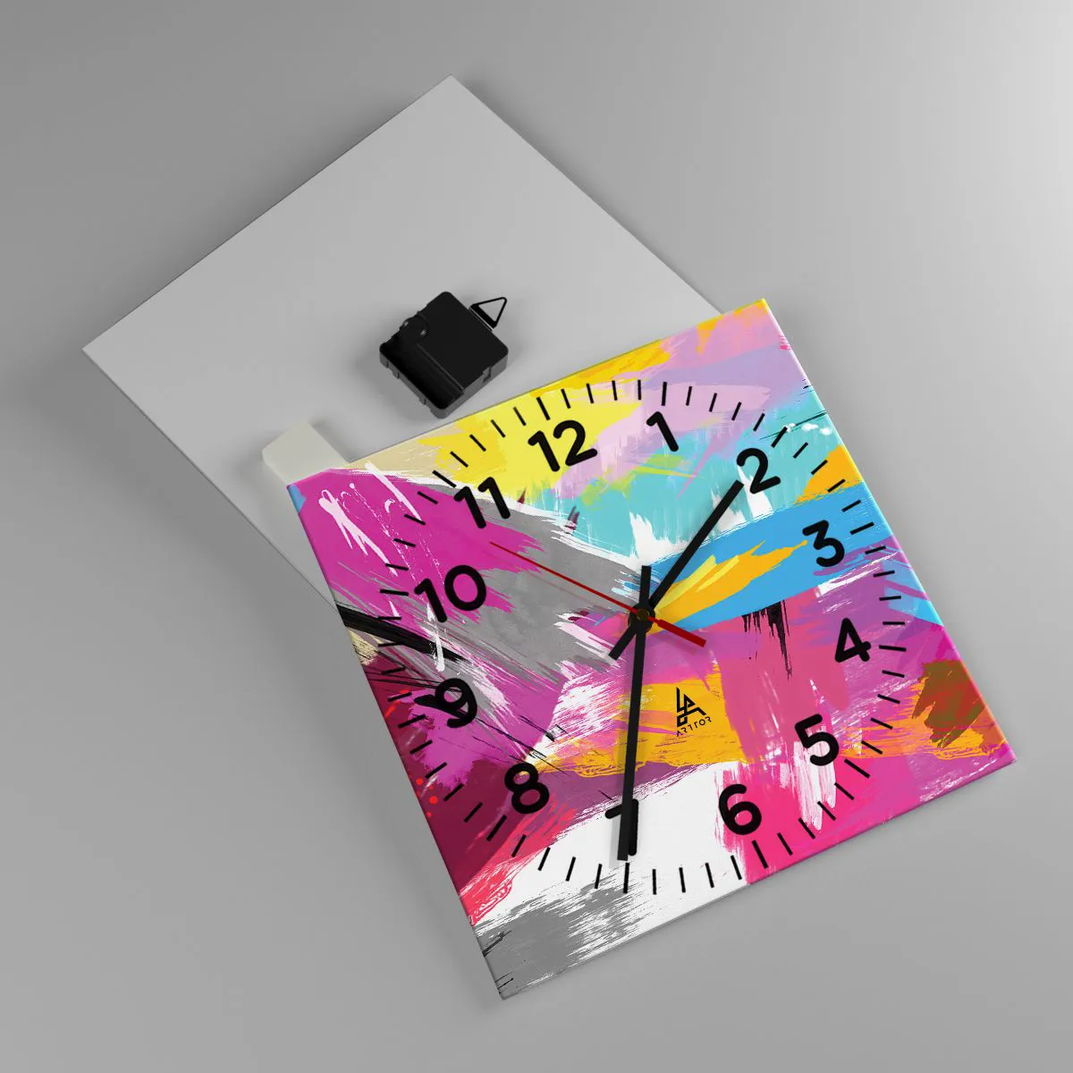 Reloj de pared - Reloj de vidrio - Abstracción colorida - 30x30 cm