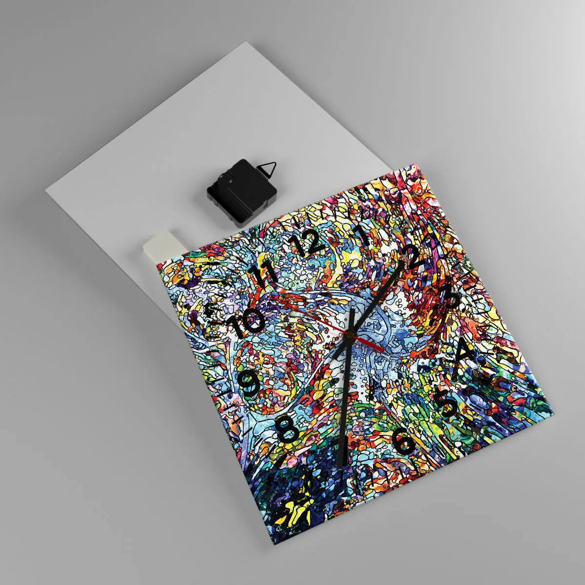 Wanduhr - Glasuhr - Glasmalerei Wassertropfen - 30x30 cm