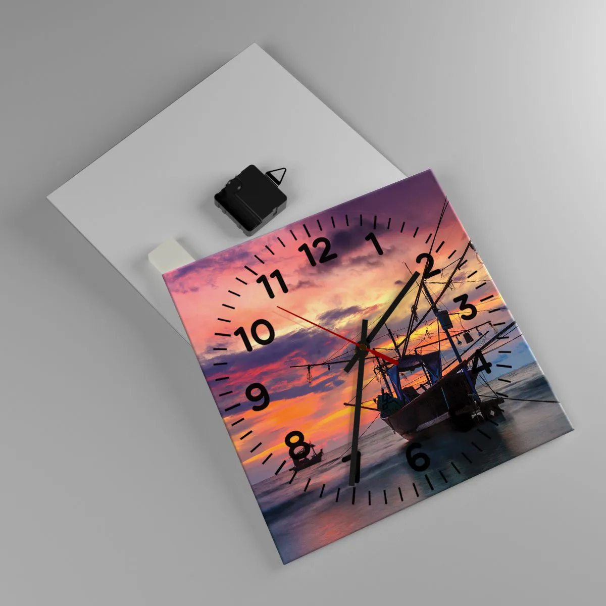 Wall clock - Clock on glass - Exotic Evening - 30x30 cm