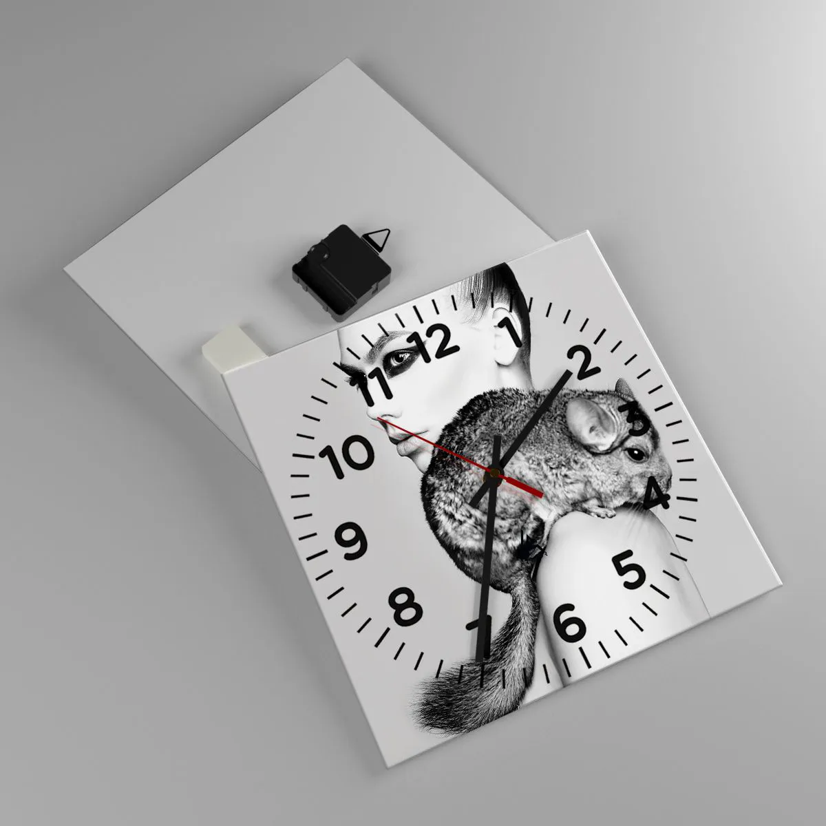Horloge murale - Pendule murale - Dame au chinchilla - 30x30 cm