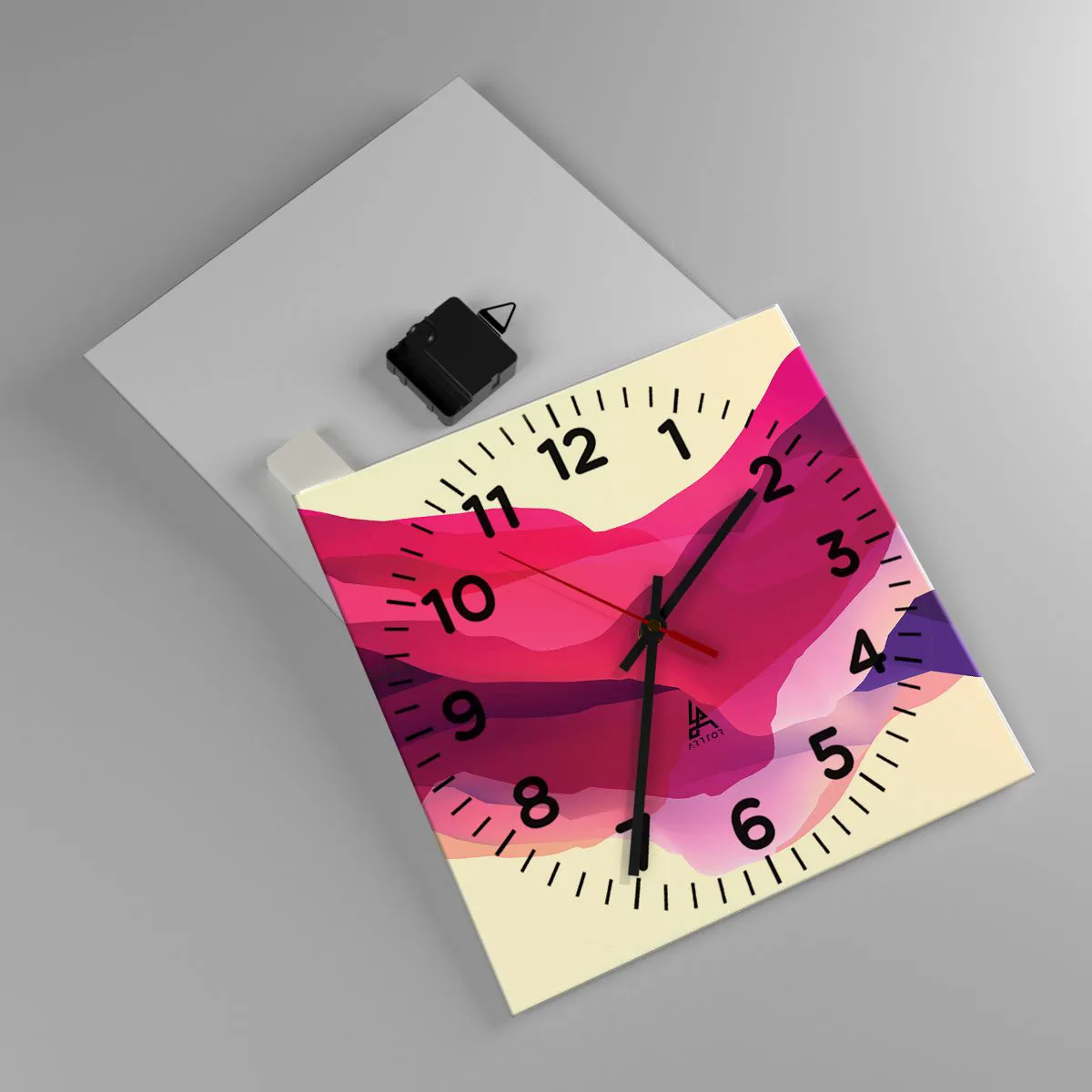 Relógio de parede - Relógio em vidro - Ondas de roxo - 30x30 cm