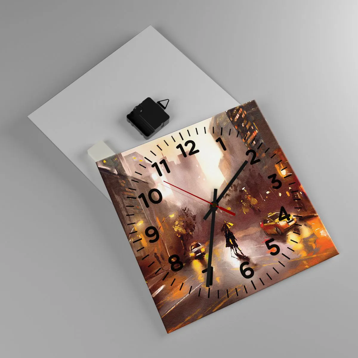 Relógio de parede - Relógio em vidro - Nas luzes de Nova Iorque - 30x30 cm