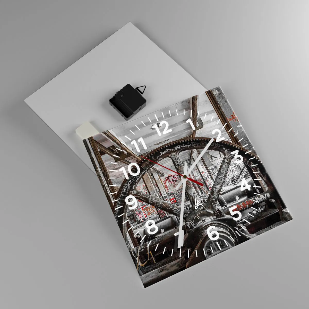 Ceas de perete - Ceas pe sticlă - Viața secretă a unei fabrici - 30x30 cm