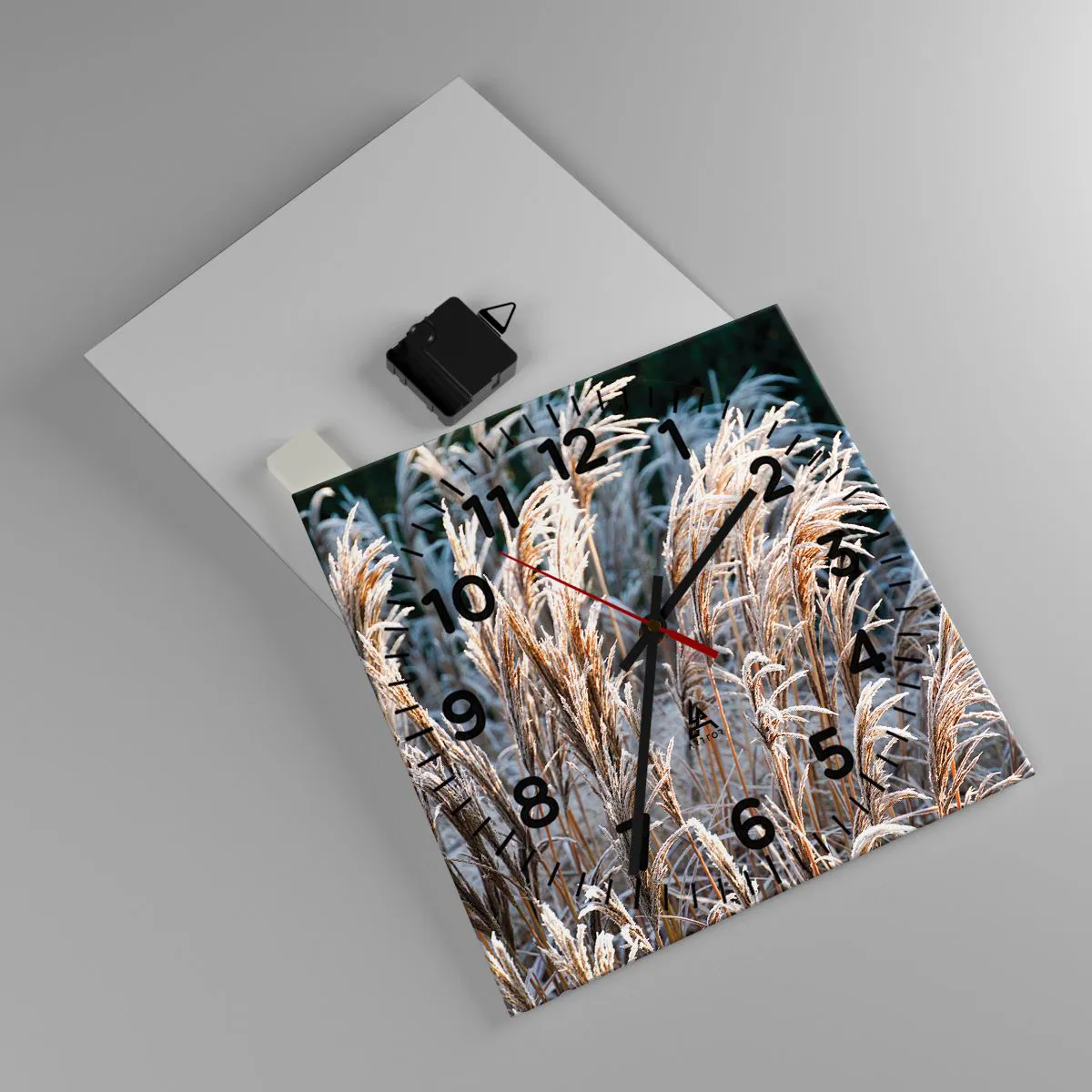 Wall clock - Clock on glass - Decorated with Frost - 30x30 cm