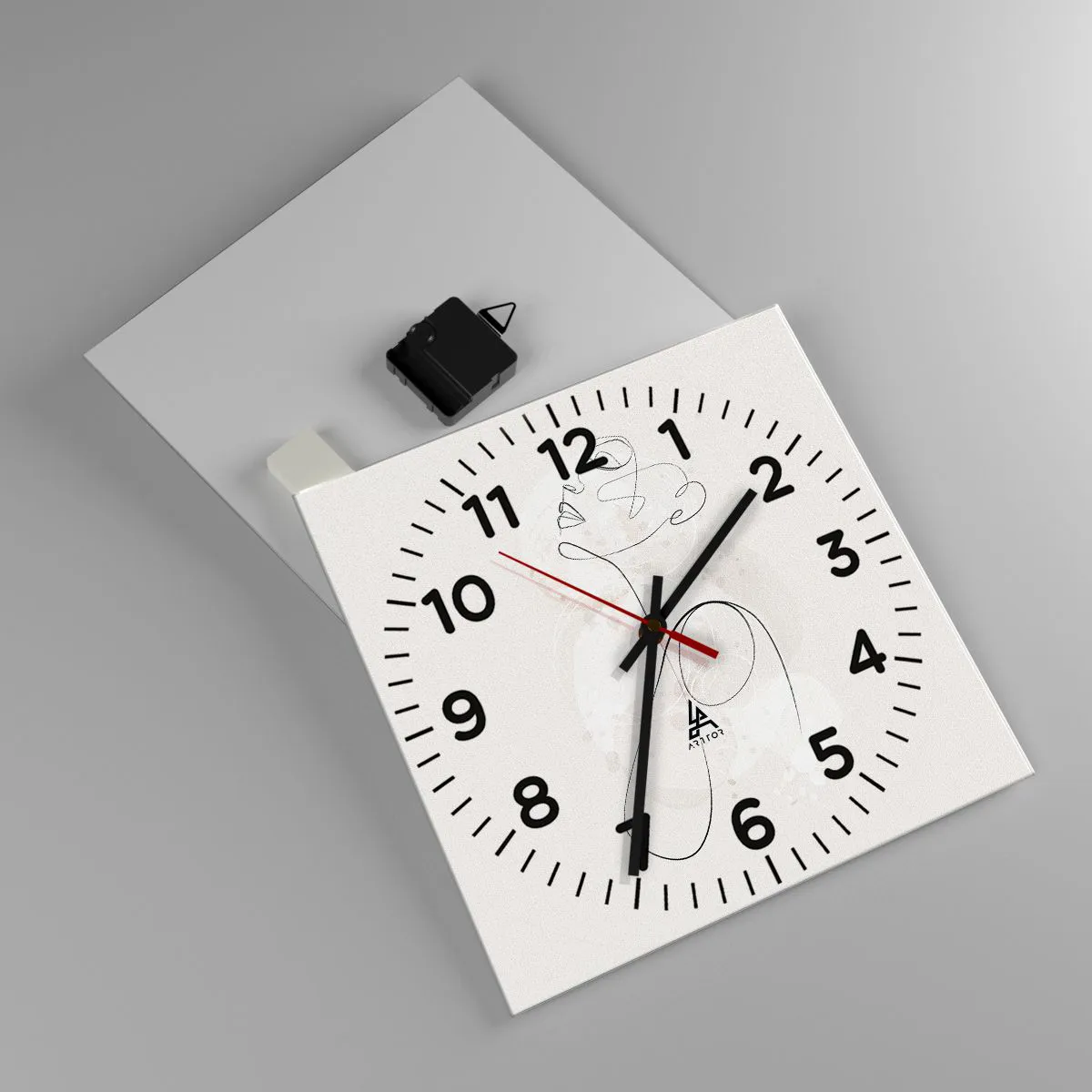 Ceas de perete - Ceas pe sticlă - Spirala frumuseții - 30x30 cm